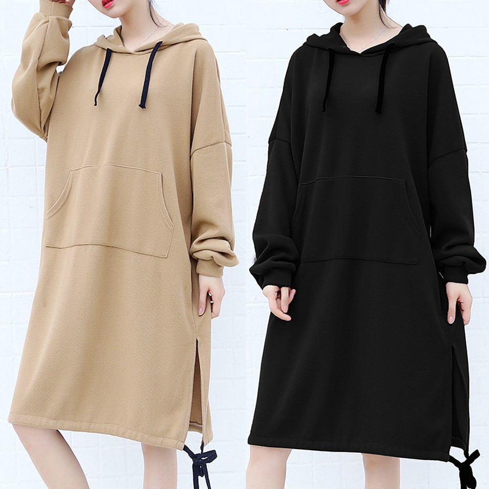 knee length hoodie dress