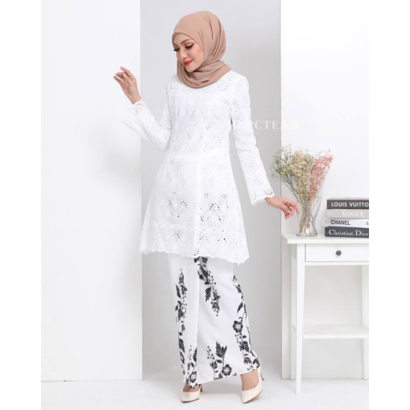 Chempaka Cotton Eyelet Kurung Shopee Malaysia