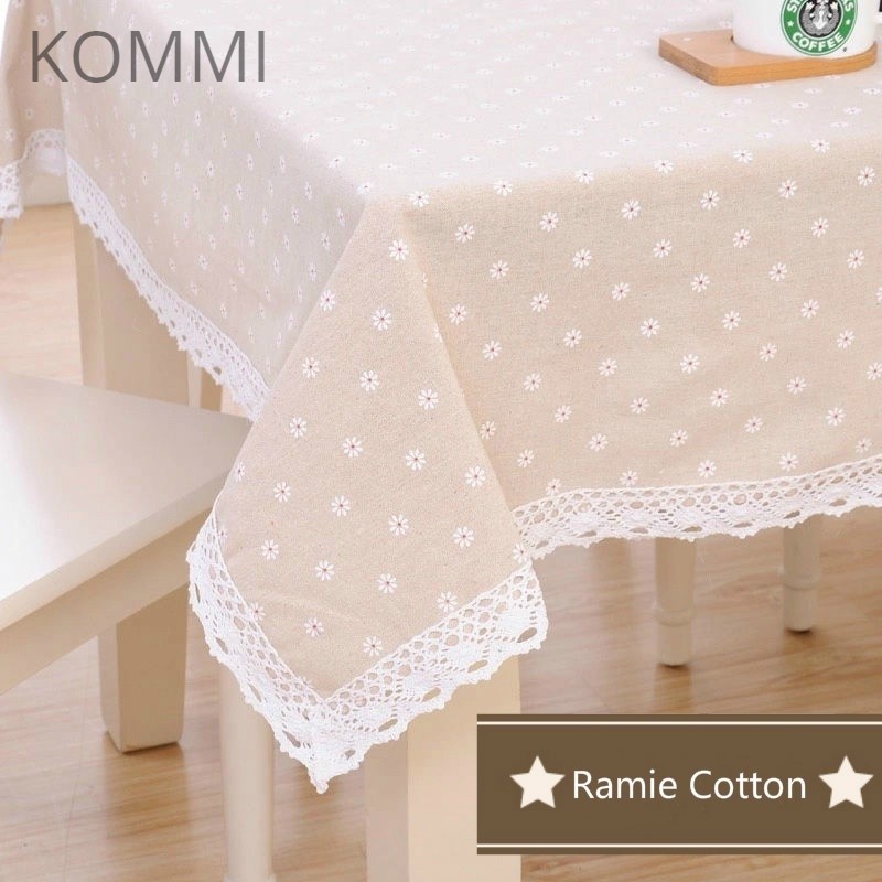 Pastoral Style Table ClothDaisy Table Cloth Fabric Art Cotton and Hemp Lace Tablecloth Tassel Coffee Table Cloth Rectangular Table Cloth Round Table Cloth Home Decoration Home Cover Picnic Cloth Ramadan Kareem