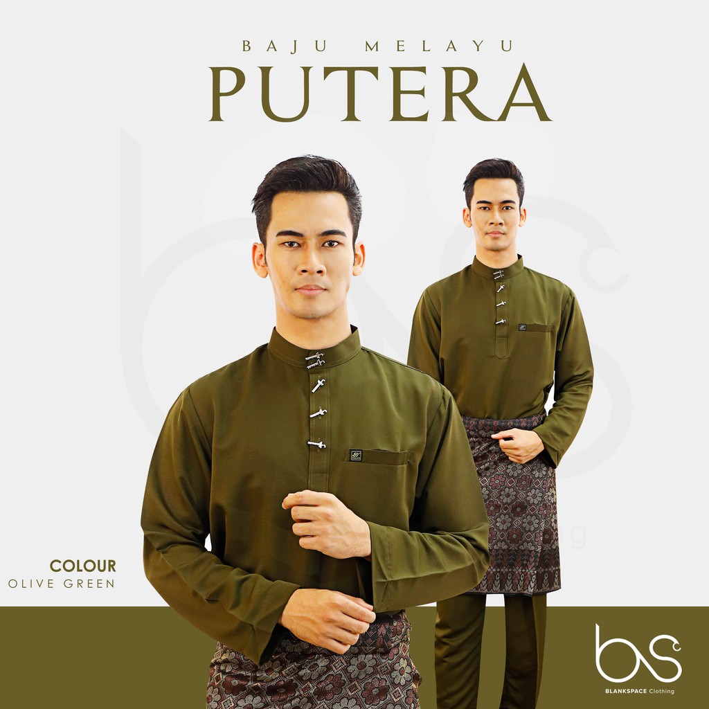  Olive Green Baju  Melayu  Putera Slim fit 15 Colour 