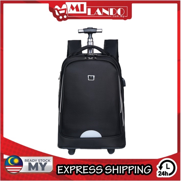 MILANDO Travel Trolley Bag School Student Trolley Backpack Bag Large Wheel Cabin Luggage (Type 16)