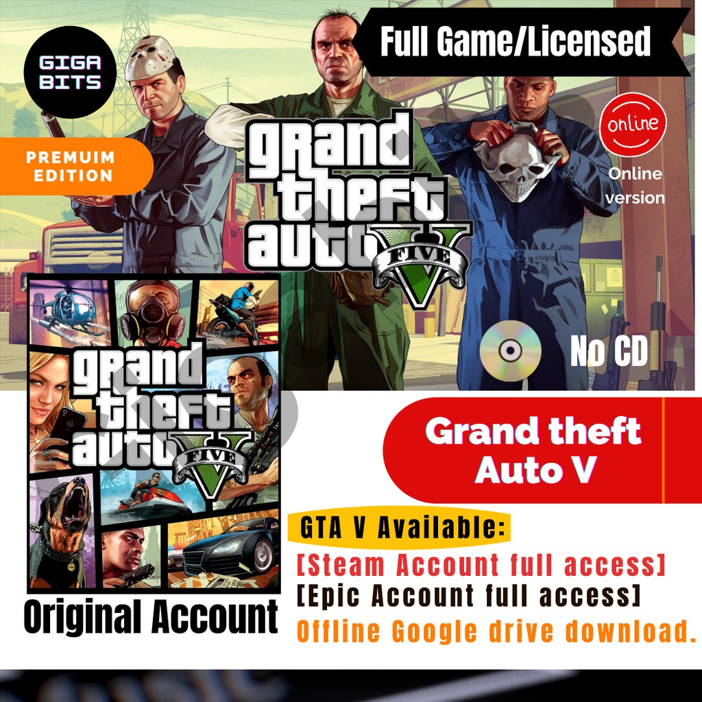 Gta 5 Grand Theft Auto V Steam Or Epic Account Pc Game Online Version Offline Version Digital Download No Cd Shopee Malaysia