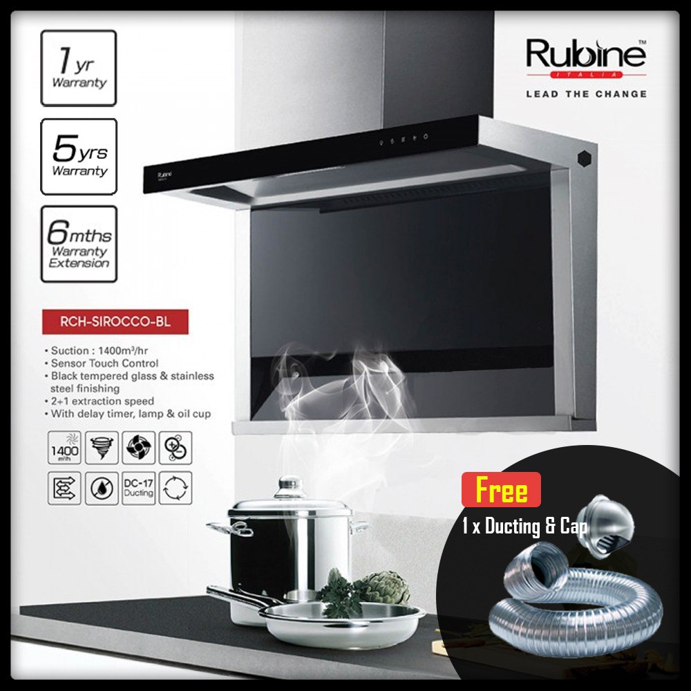 RUBINE RCH-SIROCCO X-BL SUCTION POWER 1500m³/hr NEW GENERATION 350 INCASSATO HOOD 5 Year Warran