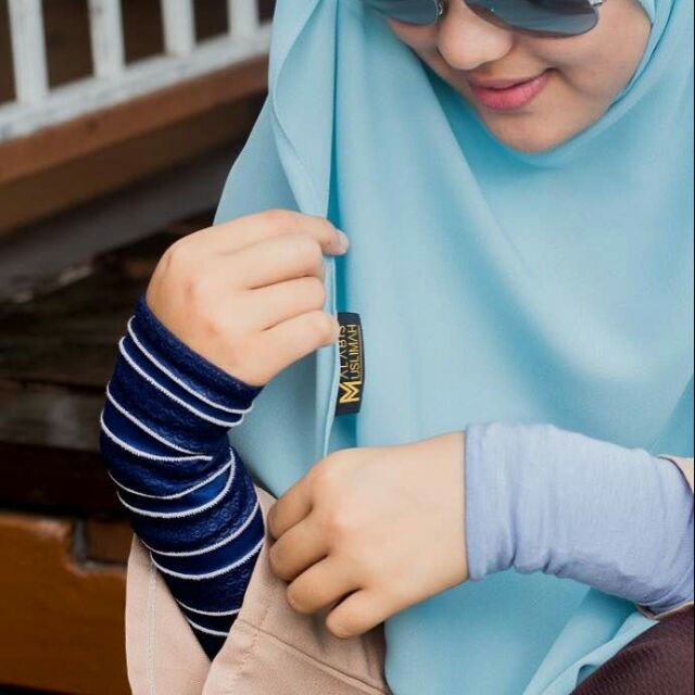 Handsock Muslimah Lace Dwitone Dua Warna Handsock Panjang Pendek Murah Dalila Bella Ruffle Plain Sarung Tangan Muslimah