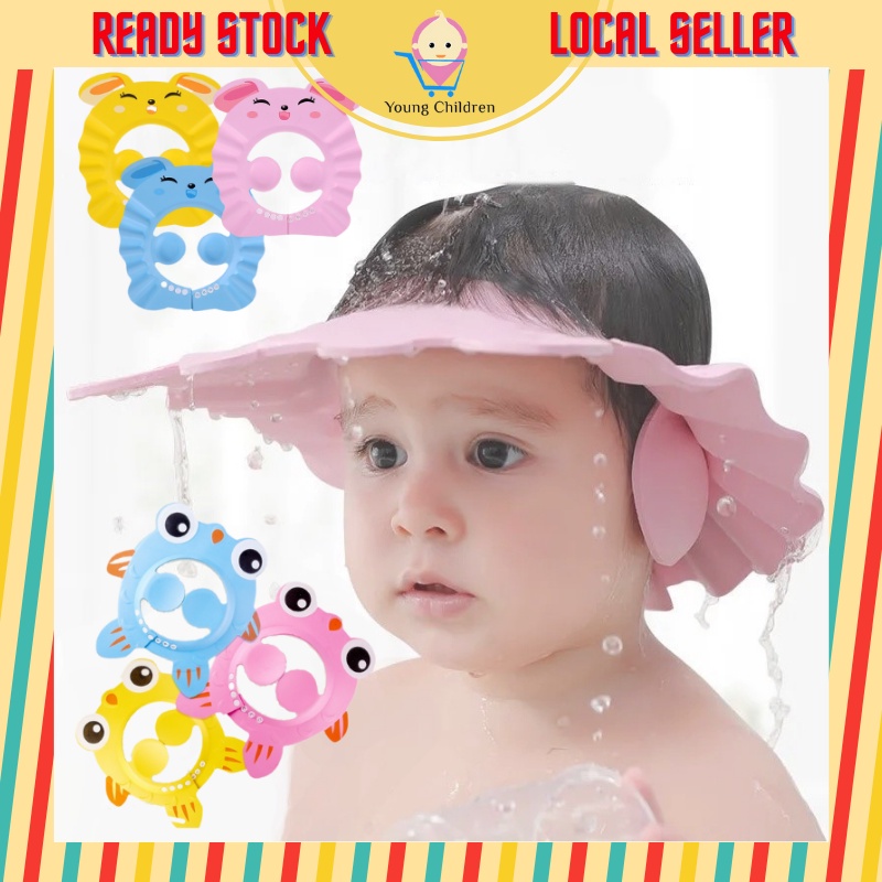 Baby Shower Cap Bathing Protect Safe Adjustable Soft Hat Bath Head Cover Children Shampoo Shower Wash Hair Shield Hat