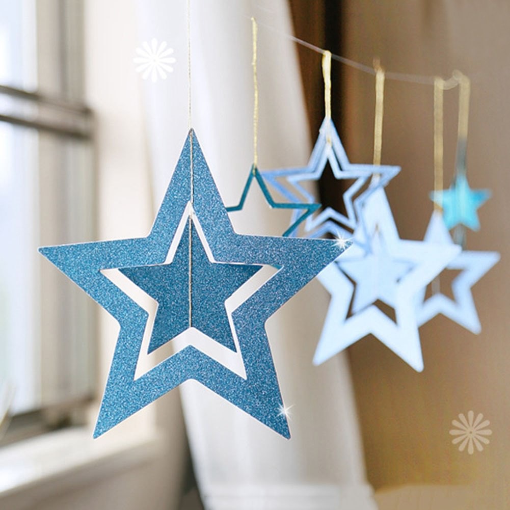 Christmas Decor Hollow Star Hanging Pentagram Bar Ceiling Home