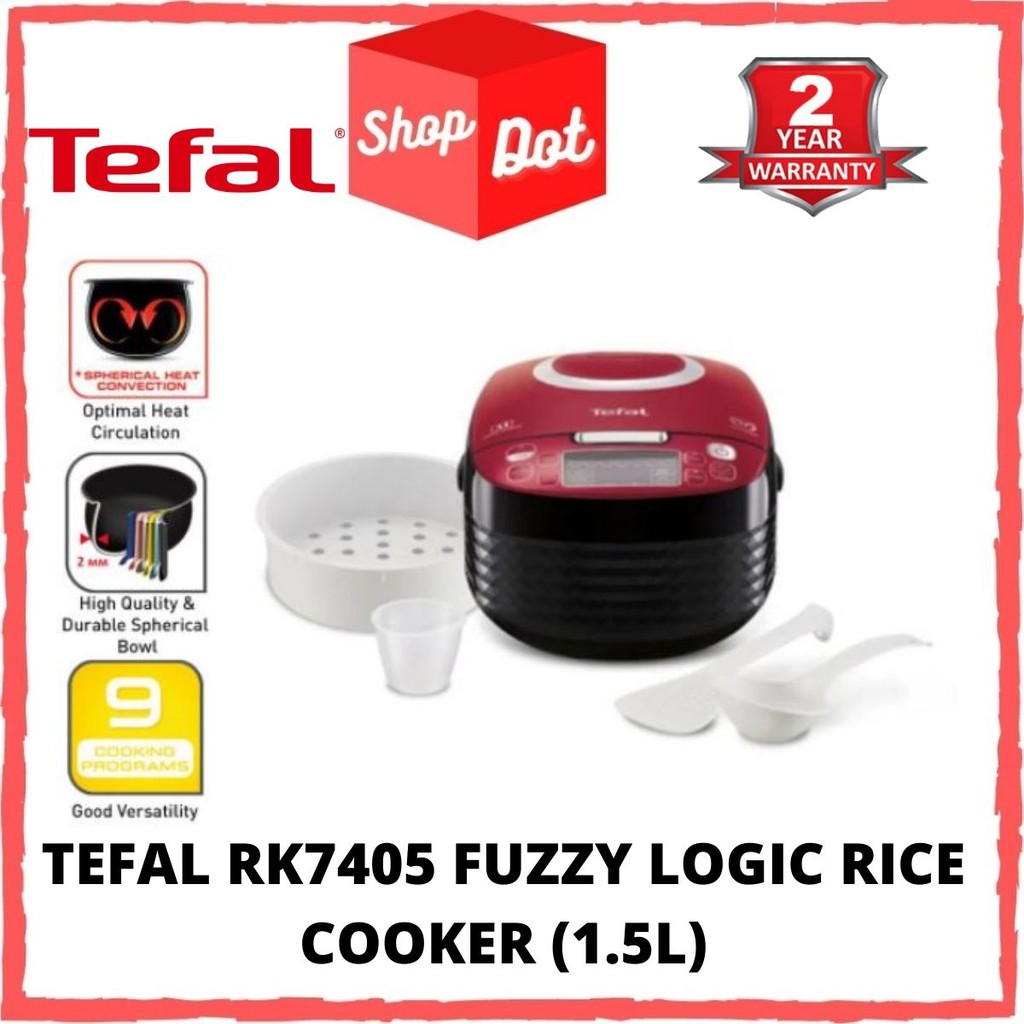 Tefal Spherical Pot Fuzzy Logic Rice Cooker (1.5L) RK7405 Maroon Colour