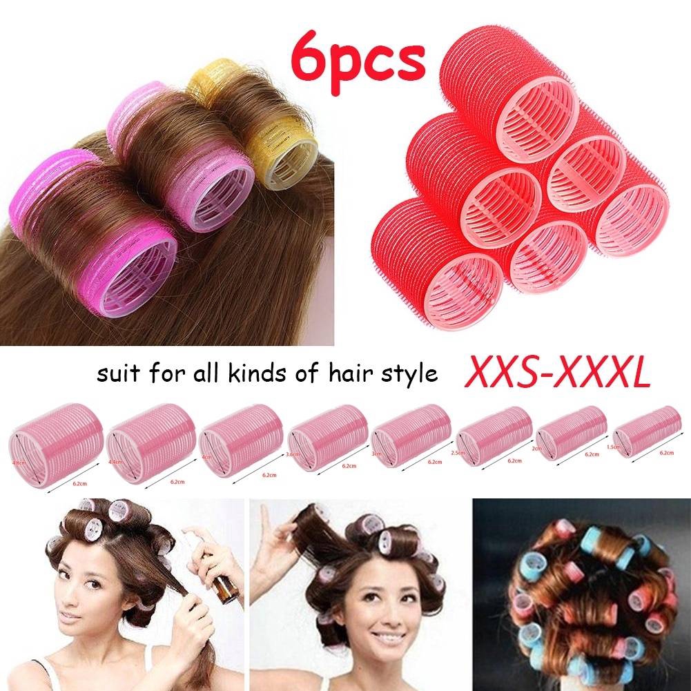 6 Pcs Big Self Grip Hair Rollers  Hair Rollers 100% New Nylon  DIY Pro Salon Hair Curlers Rollers Hairdressing Cling Tools Random Color |  Shopee Malaysia