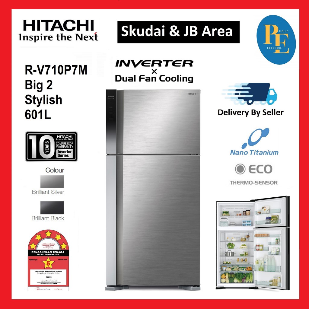 Skudai Johor Bahru Area Hitachi Inverter X Dual Fan Cooling Refrigerator Fridge 601l R V710p7m Shopee Malaysia