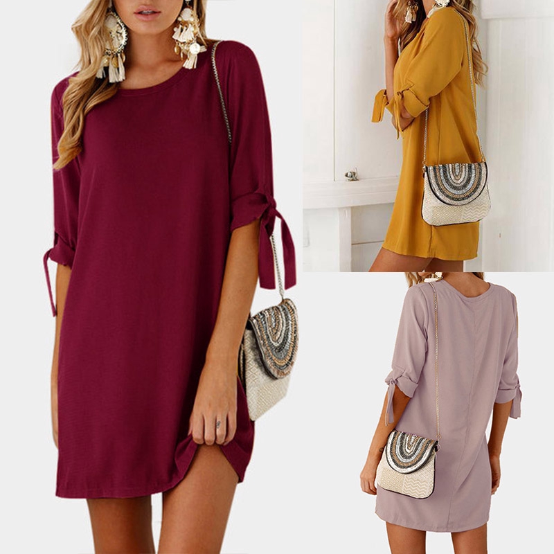 bowknot long sleeve dress