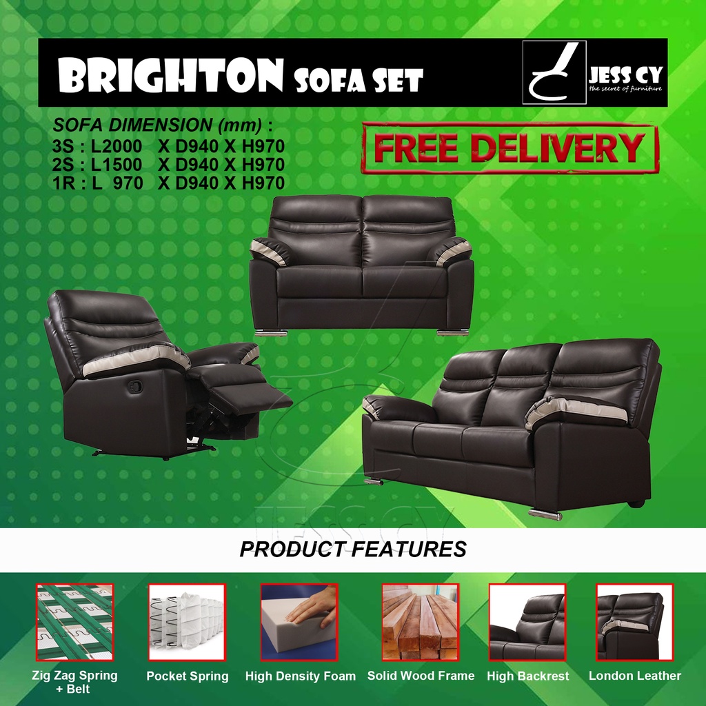 BRIGHTON SOFA SET / RECLINER / LIVING ROOM / COMFORTABLE / JESS CY Shopee Malaysia