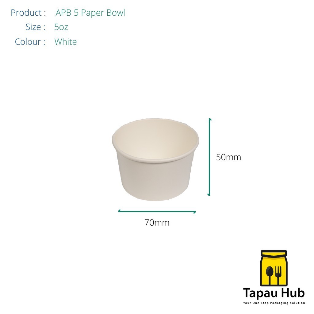 APB 5oz Ice Cream Paper Bowl (white) ±100pcs (1 scoop Ice cream) / 5oz mangkuk kertas (white)