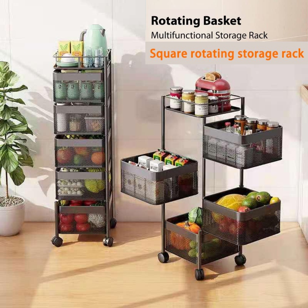 [Ready Stock] Multipurpose 4/5 Tier Square Kitchen Storage Rack with