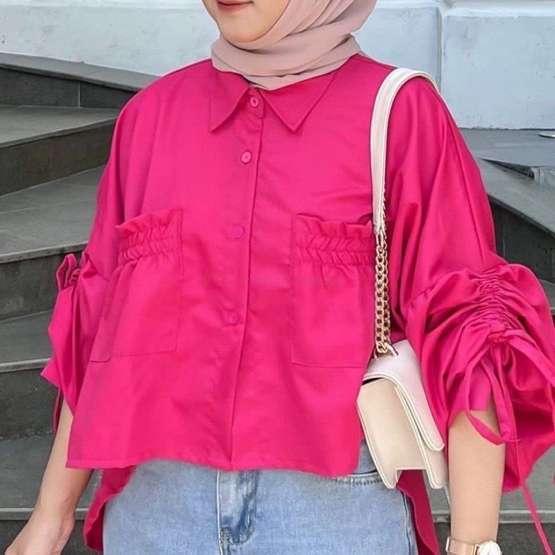 KATUN KEMEJA RX FASHION - SEORINA SHIRT XXL TWISTCONE COTTON DRAWN CROP SHIRT / LOCANA LABEL ALTA BLOUSE / SHAVA BLOUSE - NN