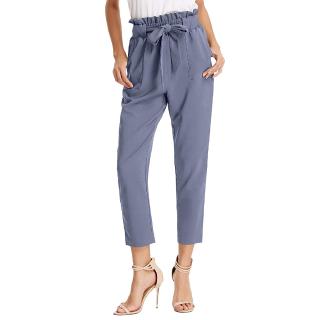 Women's Cropped Paper Bag Waist Pants with Pockets | Shopee Malaysia