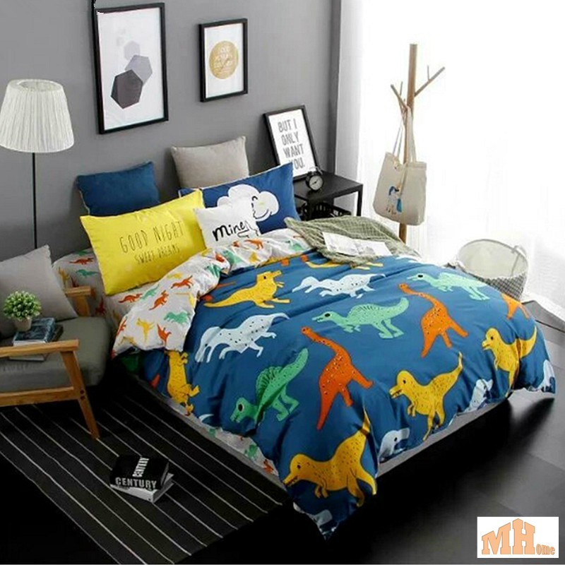 Maylee High Quality 4pcs Dinosaur Queen Fitted Bedding Set Fm