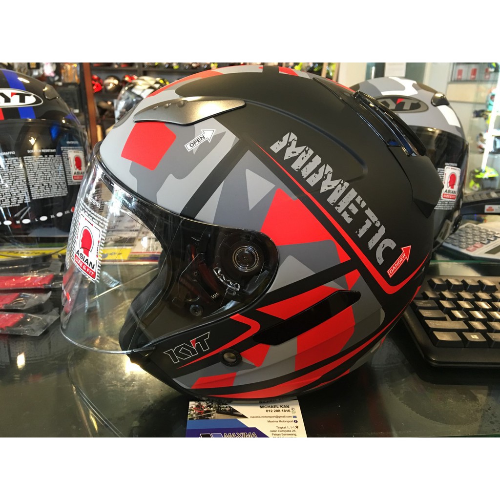 KYT HELLCAT MIMETIC MATT RED OPEN FACE HELMET | Shopee Malaysia