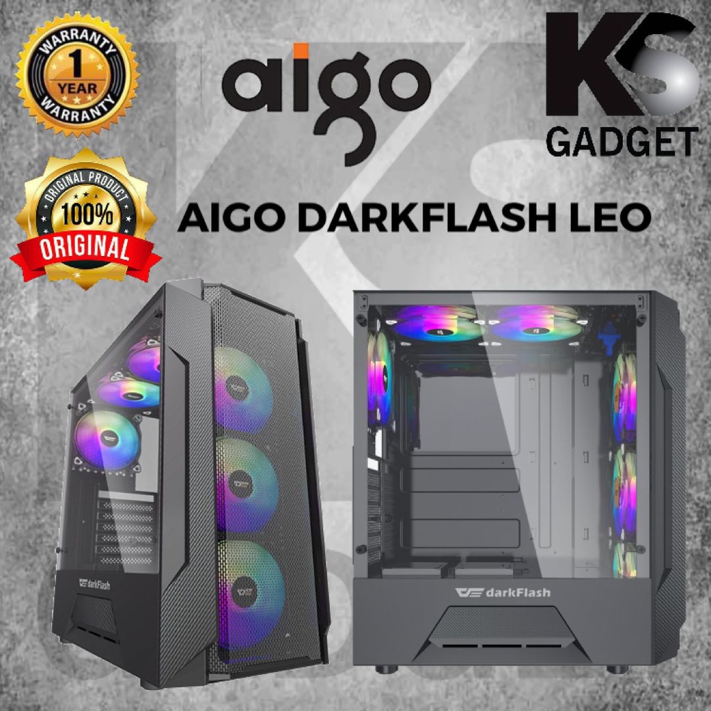 Aigo DarkFlash Leo ATX Tempered Glass RGB Casing | Shopee Malaysia