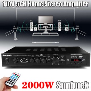 Stocks Ready in MY 220V 2000W 4 ohm 5CH Bluetooth Stereo AV Surround Amplifier+RC karaoke Cinema