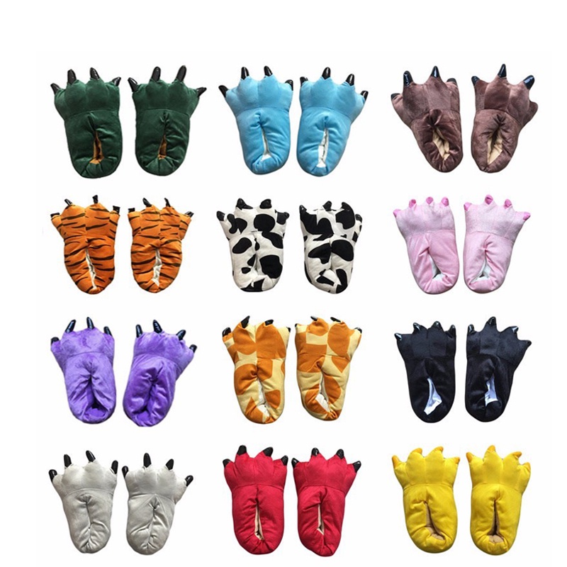 Animal Slippers Onesie Pajama Shoes Cartoon Unicorn Dinosaur Pikachui Winter Warm Shoes Slippers