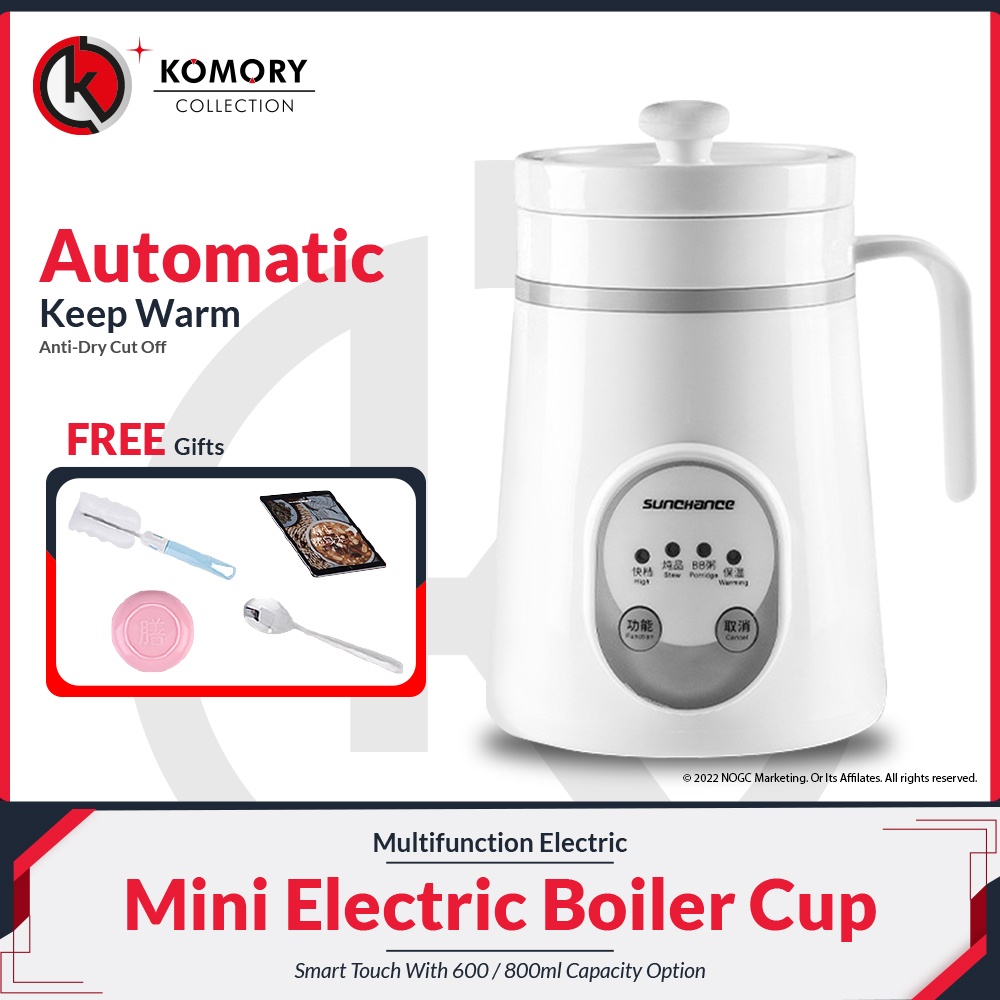 𝓚𝓞𝓜𝓞𝓡𝓨 (600/800ML) Smart Electric Health Cup And Warmer With Ceramic Cup Slow Cooker Baby Food + FREE Gift