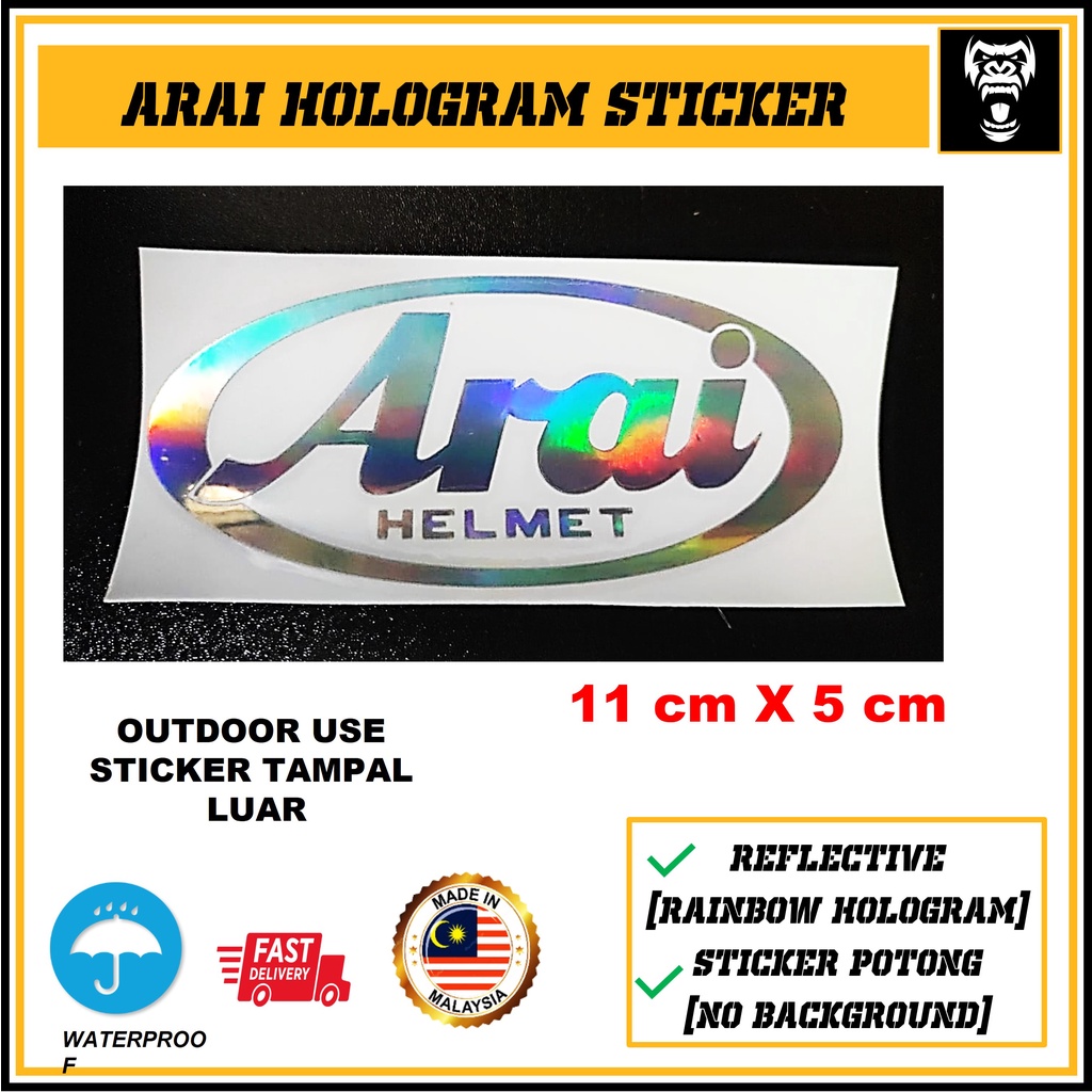 ARAI HELMET MOTOR STICKER. pantul cahaya (HOLOGRAM/RAINBOW). stiker