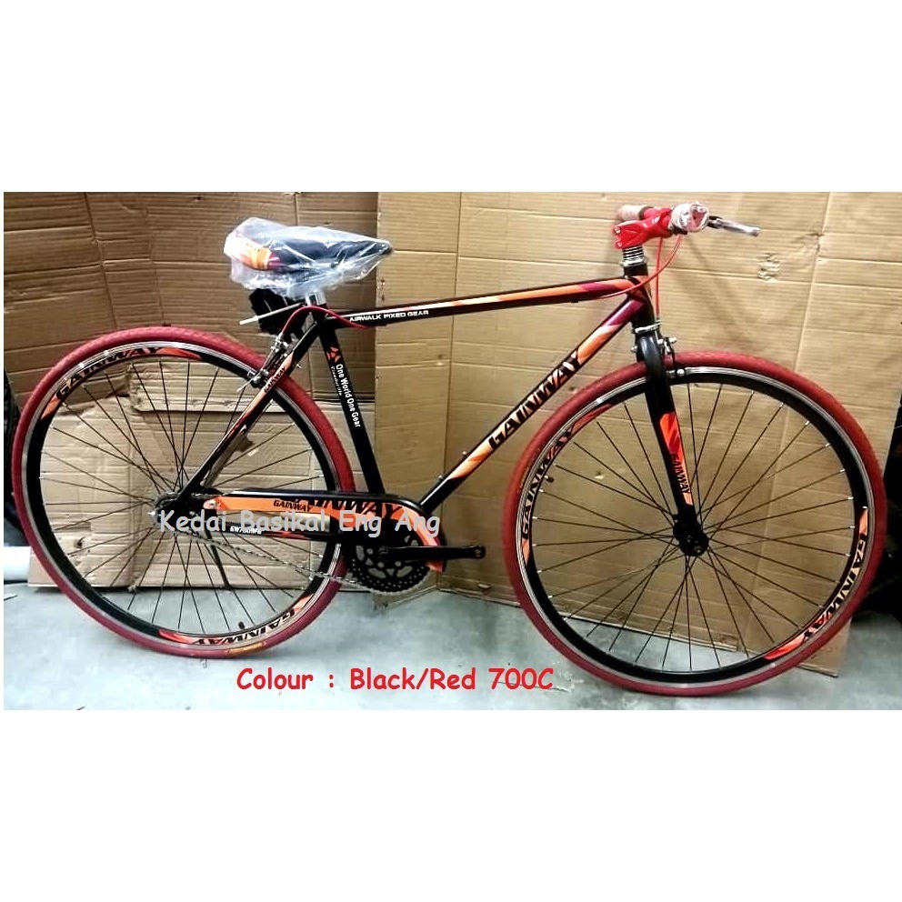 Basikal Fixie Taya Warna Merah Saize 700