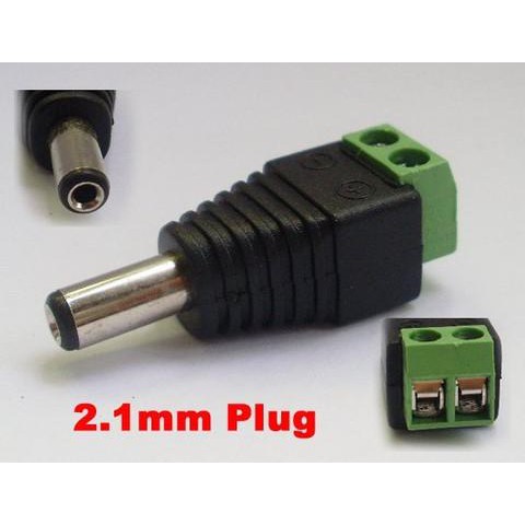 Power Converter Barrel Screw Down to 2.1mm DC Power Connector Male 2pc