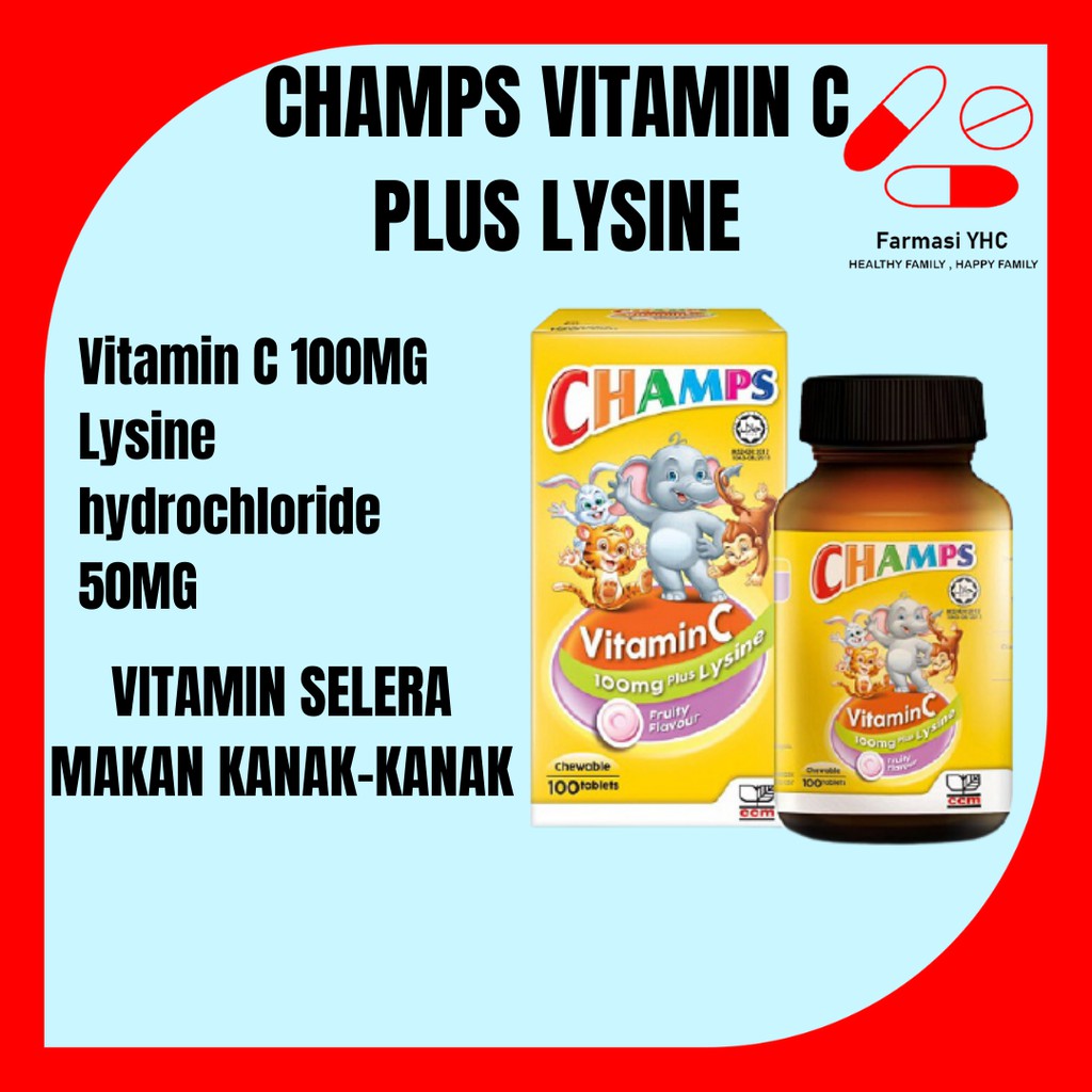 Champs Vitamin C Plus Lysine Vitamin Selera Makan Kanak Kanak Shopee Malaysia