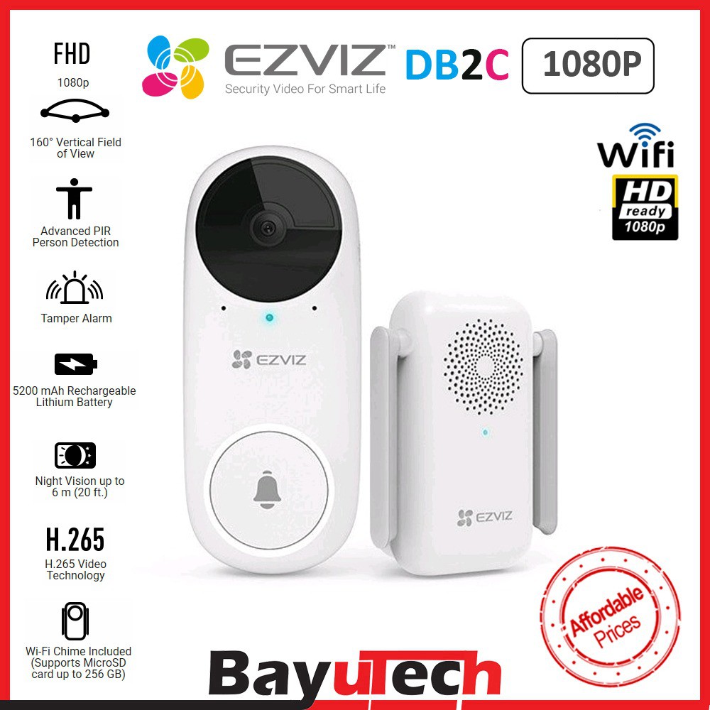EZVIZ DB2C Kit Wire-Free Video Doorbell With Chime | Shopee Malaysia