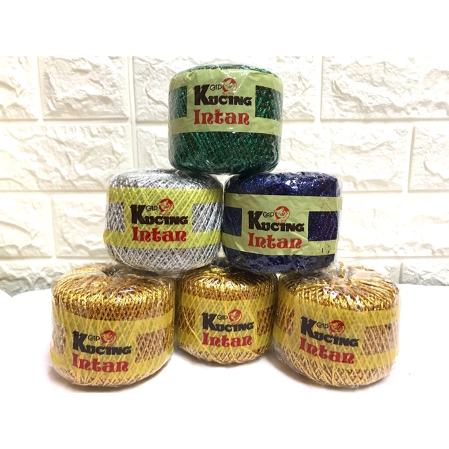 Benang Emas Cap Kucing Intan 15g Benang Kait Metalic Yarn Benang Emas Cap Kucing Intan 15g Benang Kait Metalic Yarn