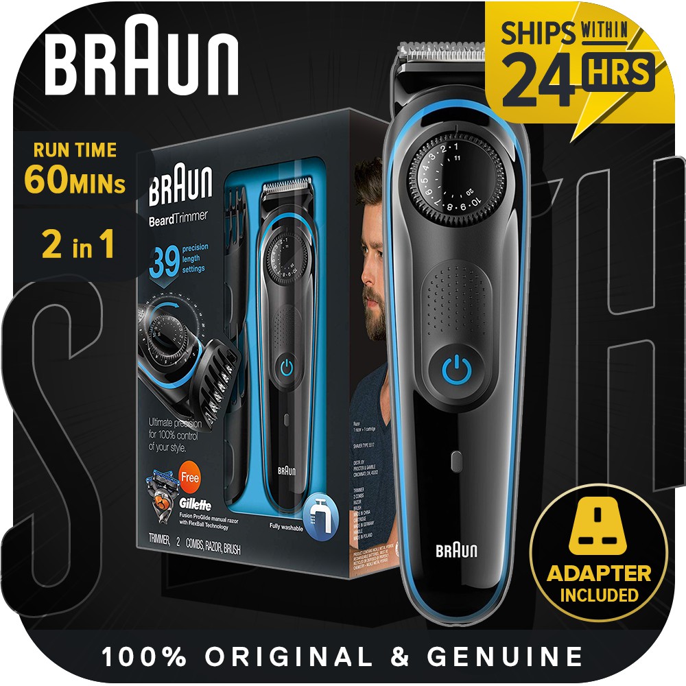 braun beard trimmer with gillette razor bt3040