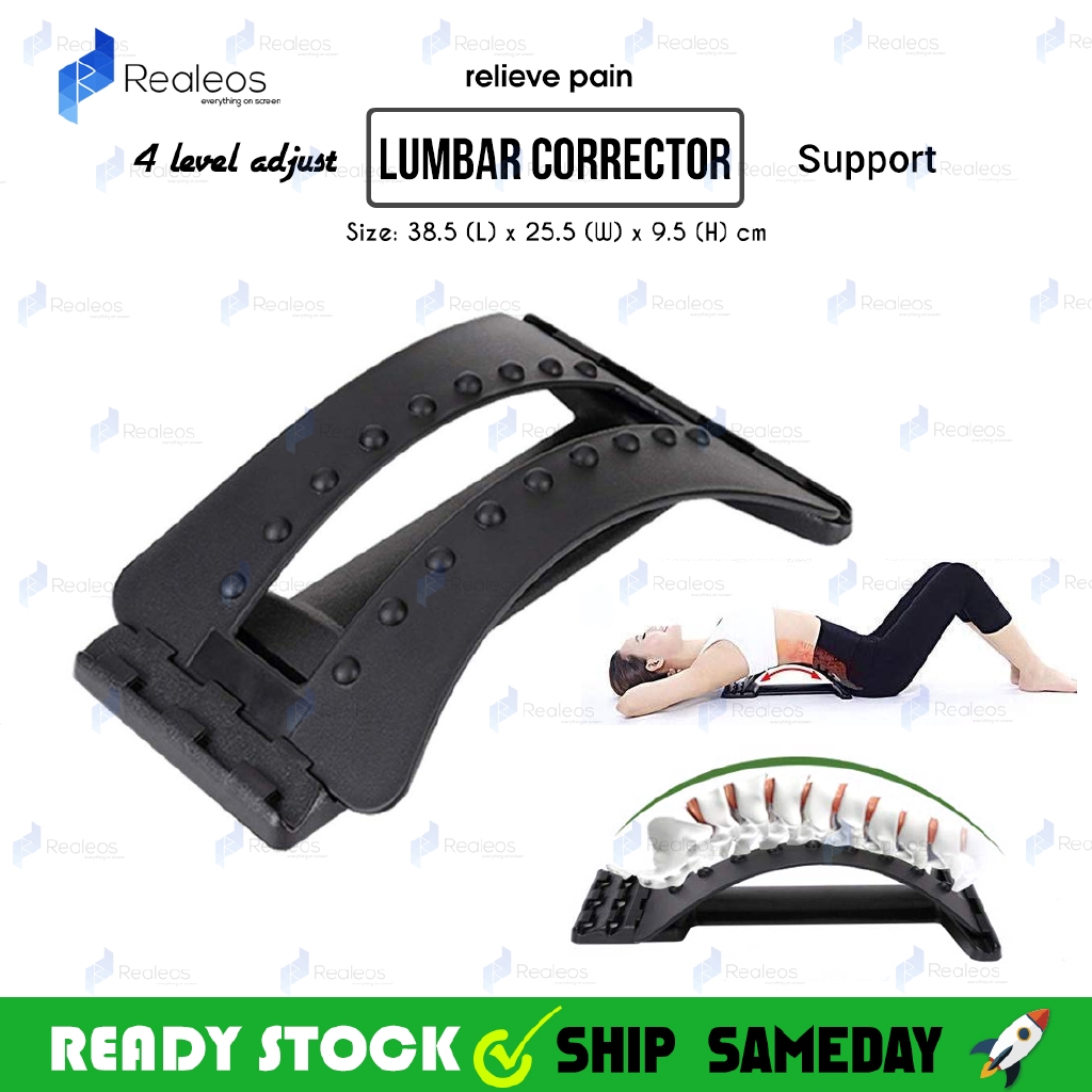 Realeos Lumbar Support Stretcher Spine Corrector Back Posture Pain Kit Relief Backbone Sakit Tulang Belakang - RB85