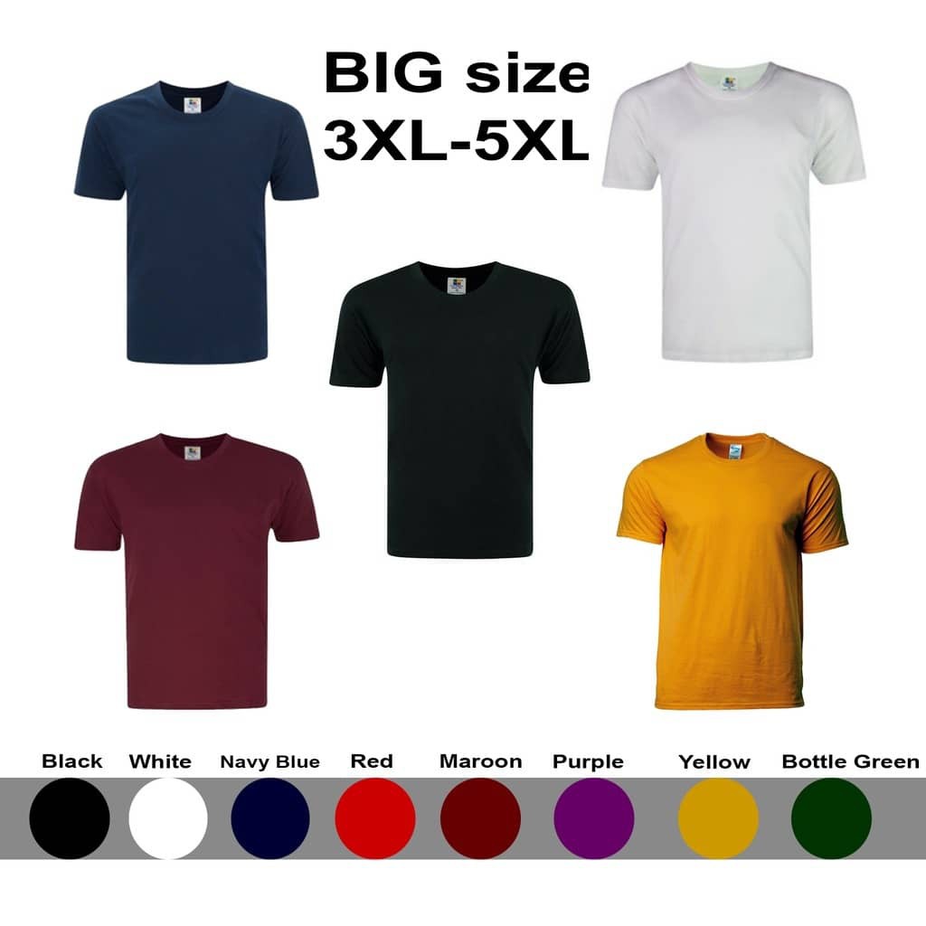 BAJU BIG SIZE 3XL TO 5XL TSHIRT ROUN NECK KOSONG UNISEX | Shopee Malaysia