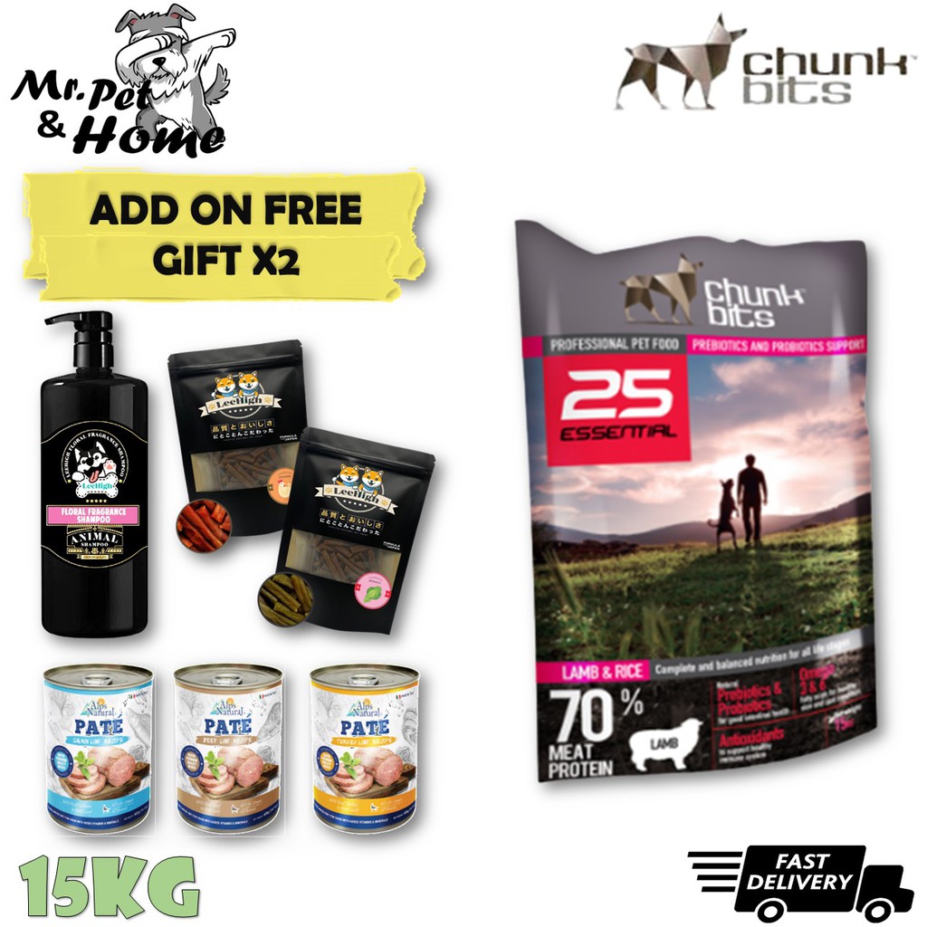 Buy Free Shipping Choose Free Gift X2 Chunk Bits Dog Food 15kg Chunkbits 27 Salmon 25lamb 30 Growth 22marine Fish Seetracker Malaysia