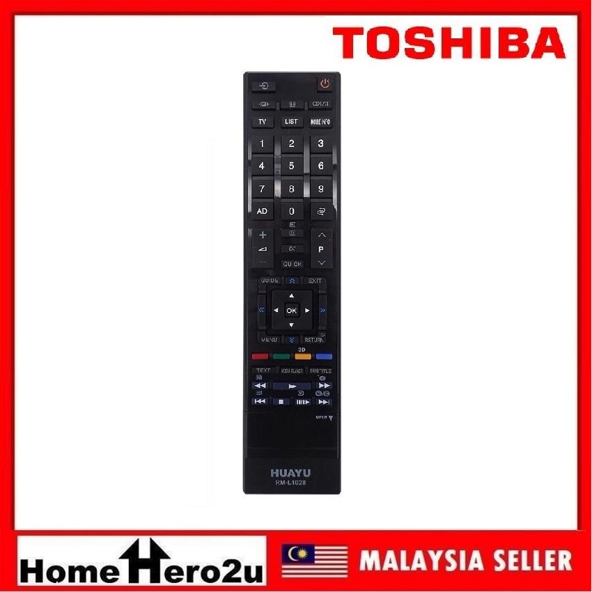 Toshiba LCD/LED TV Remote Control Replacement - Huayu RM-L1028 - Homehero2u  | Shopee Malaysia