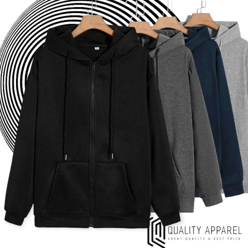 [-] Hoodies Unisex Long Sleeve Solid Zipper Sweatshirts /Black/Gray/Dark Blue..
