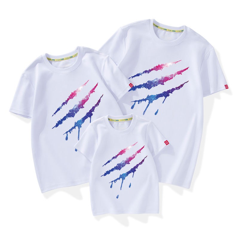 Parent Children Cotton Short Sleeve T Shirt Family Clothing Set Zhuangcheng Parent Child Outfit Three Claw Marks 20 Years Cotton Short Sleeve T Shirt New Paragraphs Child Family Pack Leisure Boom In Spring And Summer - roblox claw mark tshirt