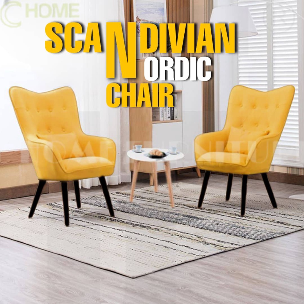 C HOME:-Premium Modern Wing Chair Upgraded European Nordic Armchair Nordic/Seater sofa/Wing chair