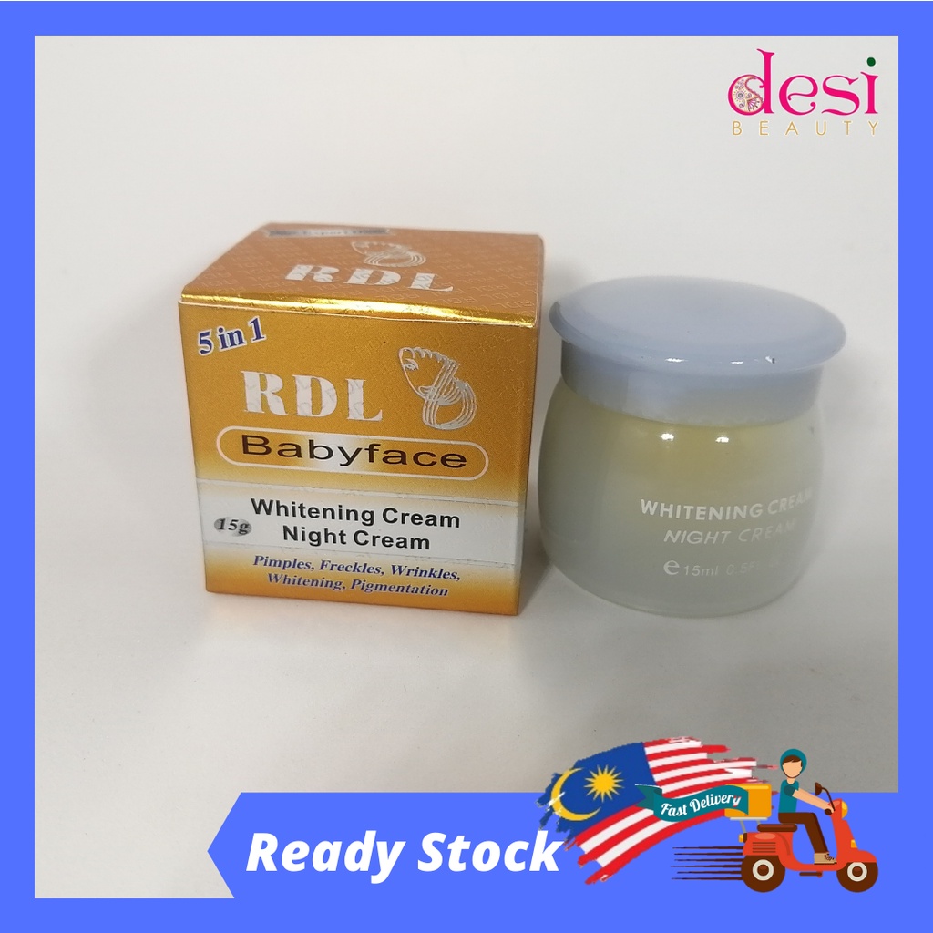 Original RDL Baby Face Skincare Whitening Night Cream 5 in 1/Babyface Skin care Krim Muka (15g