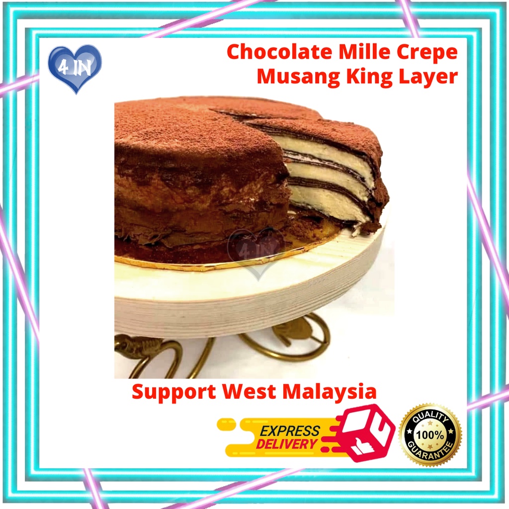 Durian Mille Crepe Musang King 猫山王一级棒千层蛋糕 Chocolate Pandan Original Flavor Gift Birthday Present 500g/850g/1kg (WEST MY)