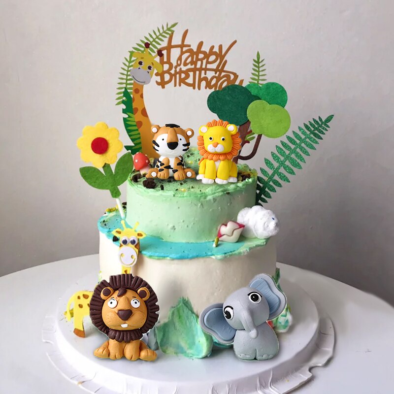 Resin Jungle Animal Cake Topper Birthday Party Cake Decoration for Kids  Dinosaur Tiger Lion Panda Monkey Fox Giraffe | Shopee Malaysia