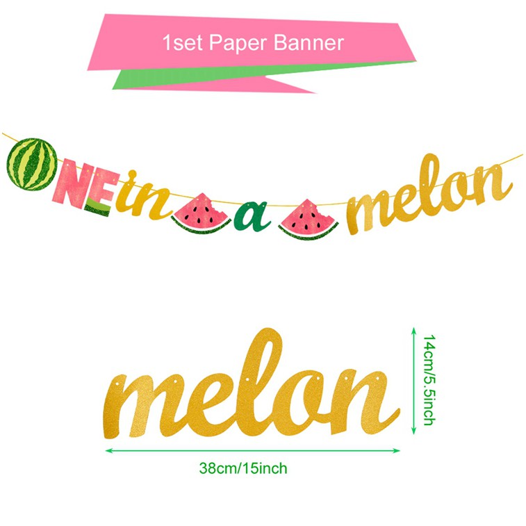 Huiran Summer Watermelon Birthday Banner Fruit Theme One Year