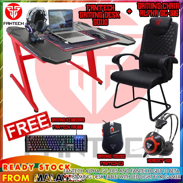 Fantech Alpha Gc-185 And Fantech Gd110 Beta Gaming Desk Table With Led 