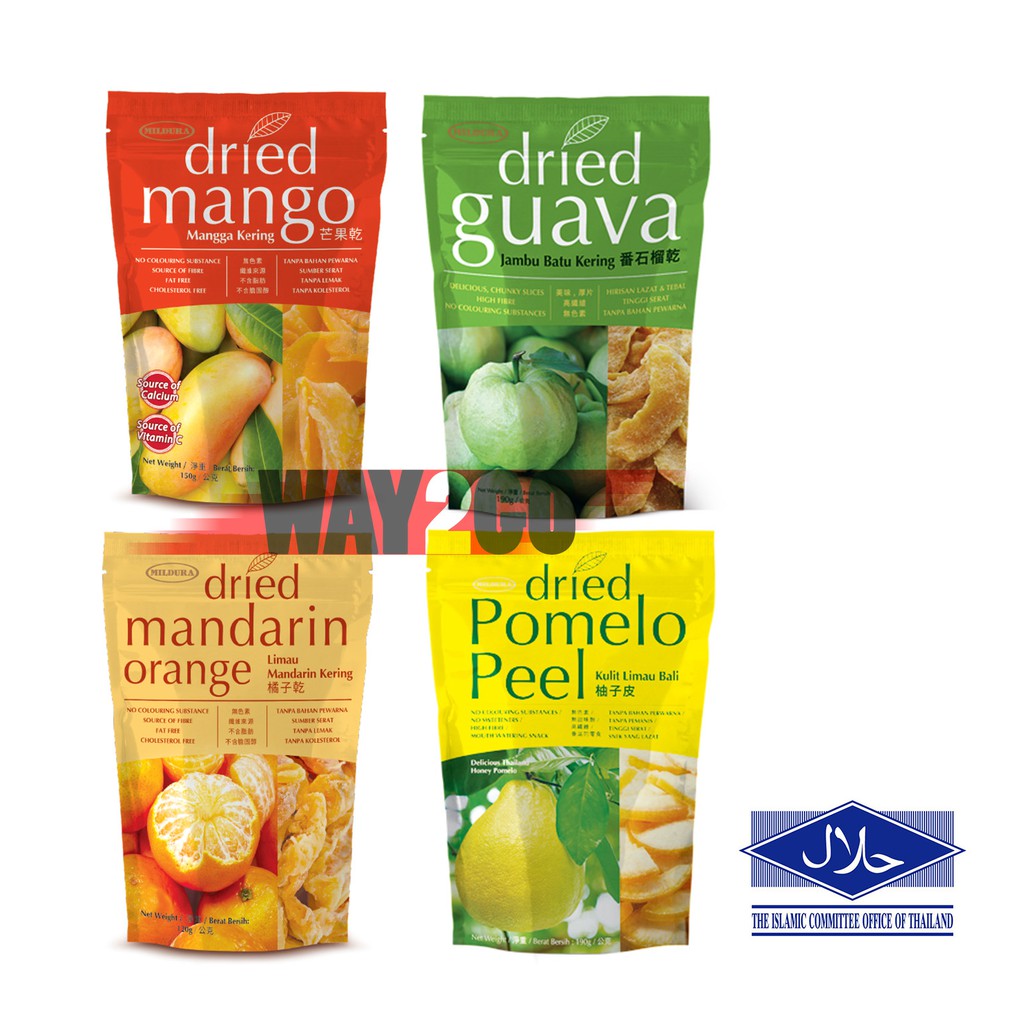 Halal Mildura Dried Pomelo Peel (190g) / Guava (190g) / Mango (150g) / Mandarin Orange (120g) (Cosway Dry Fruit 水果干)