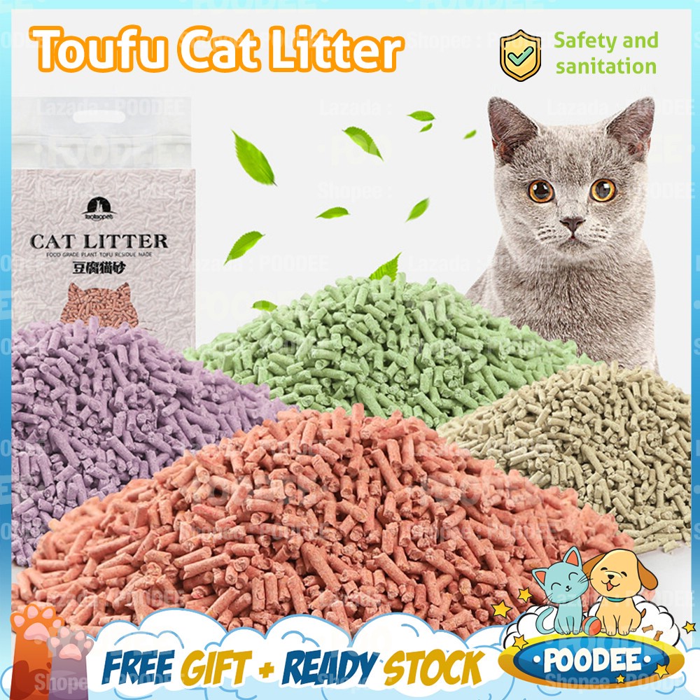 POODEE Premium Super Clumping Natural Cat Litter Tofu 6L/2.3KG Pasir