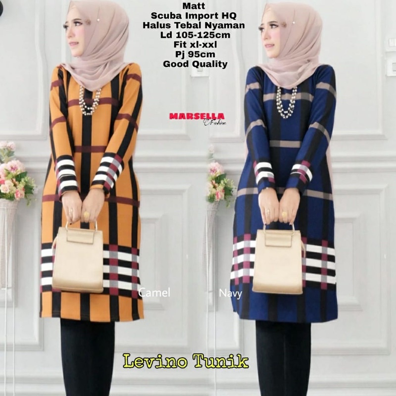 Burberry Tunic fashion modern Women hijab Present Elegant Cool Cotton  import Black And White Embroidery solo | Shopee Malaysia