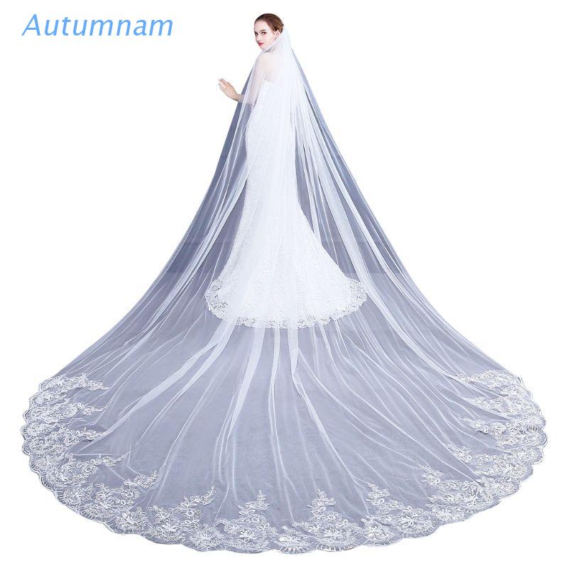 Autu 4m One-layer Women Trailing Cathedral Long Wedding Veil 