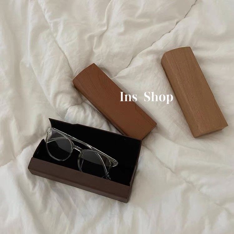 OULII Wood Grain Cloth Eyewear Sunglasses Eye Glasses Case Box Portable Spectacles Holder Organizer 