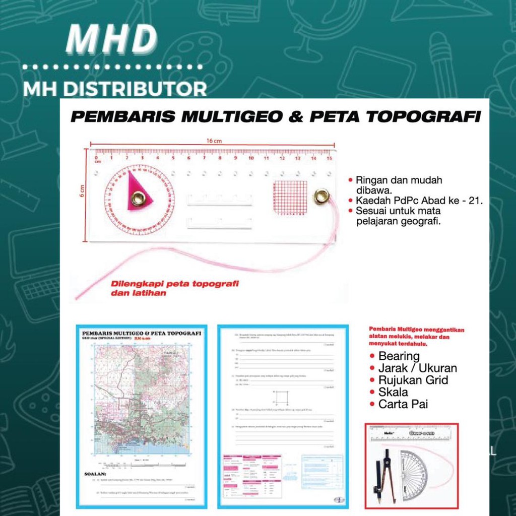 Mhd Pembaris Multigeo Peta Topografi Ruler Multigeo Geografi Pt3 Spm Shopee Malaysia